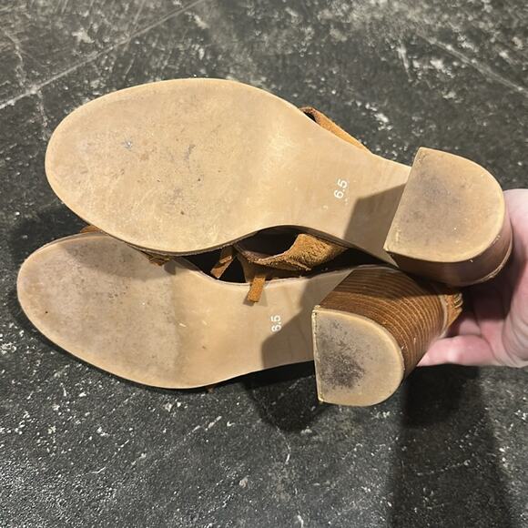 Jeffrey Campbell Western Revival Fringe Dodge Suede Stacked Heel Sandals 6.5 - Picture 6 of 11